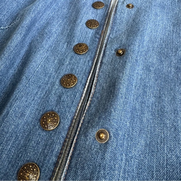 Montana Co Blue Denim Jean Jacket with Studded Details and Scalloped Bottom - Picture 9 of 12